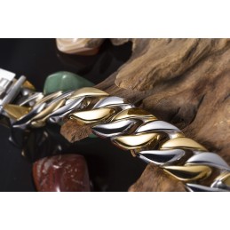 Titanium Men's Gold-Plated Wide Bracelet