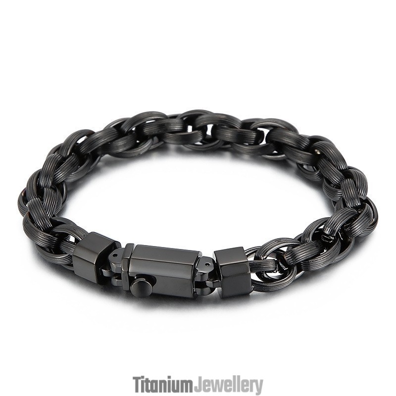 Men's Fashion Vacuum Plating Snap Button Double Ring O Bracelet