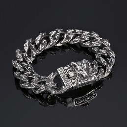 Retro Fashion Black Chic Style Wolf Head Titanium Bracelet For Men