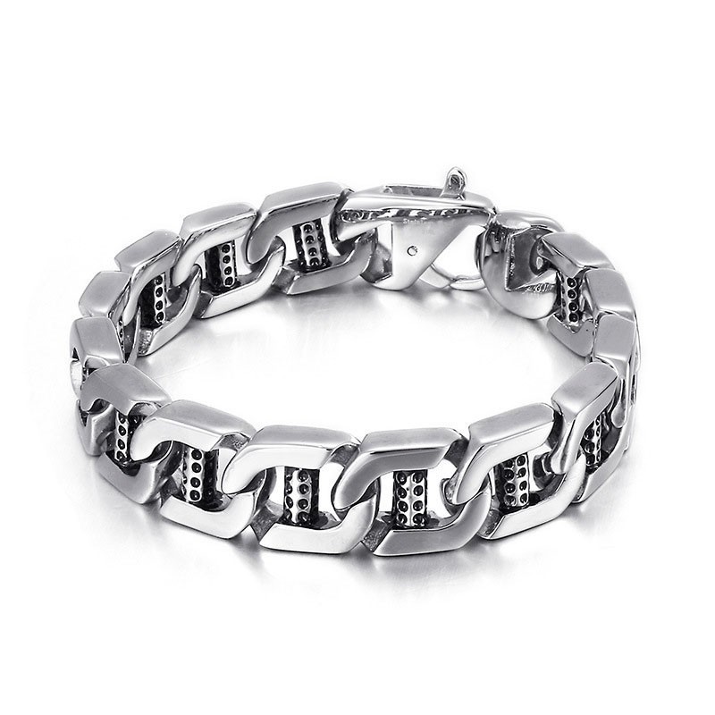 Chic Wind Hollow Dice Dot Hole Column Titanium Men's Bracelet