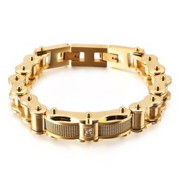 Rock Biker Chain Titanium Men's Bracelet With Diamond