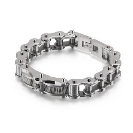 Rock Biker Chain Titanium Men's Bracelet With Diamond
