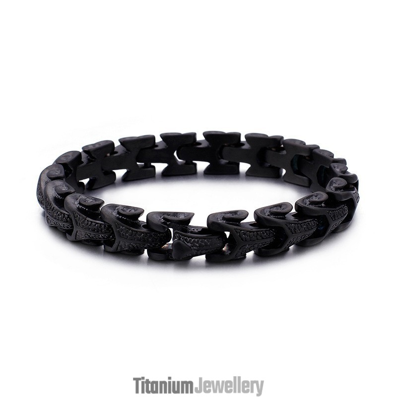 Black Men's Titanium Bracelet Dragon Scale Pattern Black Men's Titanium Bracelet Dragon Scale Pattern