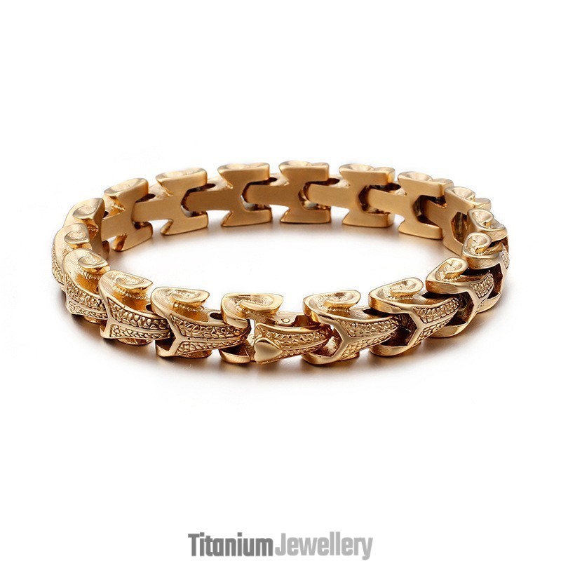 Titanium Fashion Jewelry Dragon Scale Pattern Cool Male Bracelet Vintage Silver Plated Keel Bracelet
