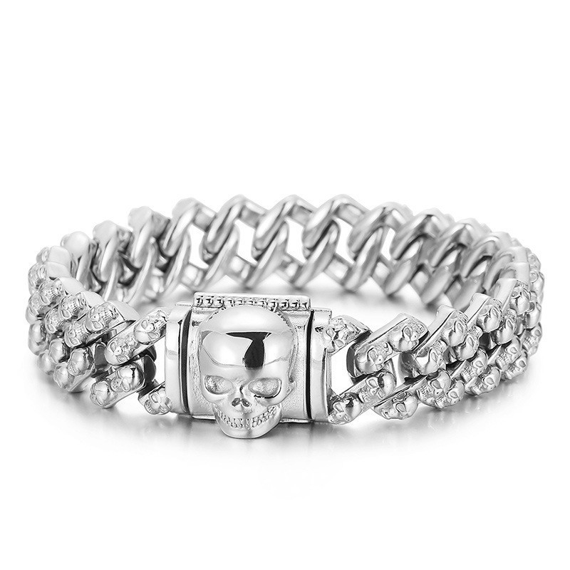 Vintage Electroplate Skull Titanium Bracelet For Men Vintage Electroplate Skull Titanium Bracelet For Men