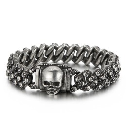 Vintage Electroplated Multi-Color Skull Titanium Bracelet For Men