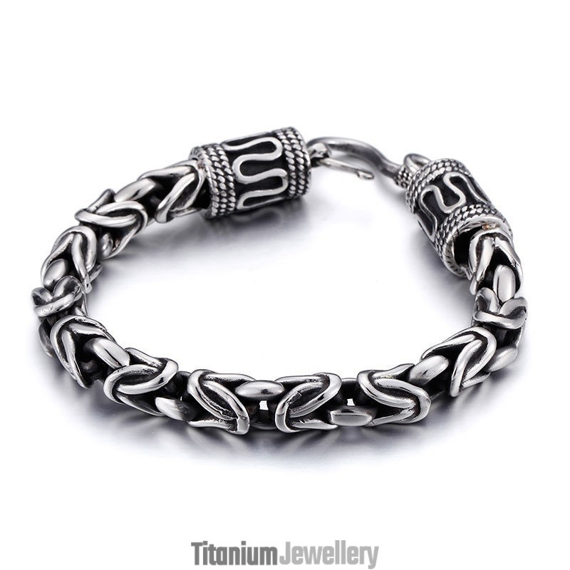 Vintage Fashion Chic Ring Clasp Keel Peace Pattern Titanium Men's Bracelet For Gifts