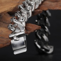 Fashion Double Row Skull Titanium Bracelet For Men