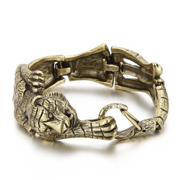 Vintage Cool Antique Gold Tiger Titanium Bracelet For Men