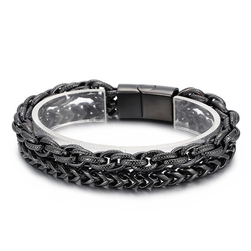Fashion Vacuum Plating Double Layer Titanium Bracelet For Men Fashion Vacuum Plating Double Layer Titanium Bracelet For Men