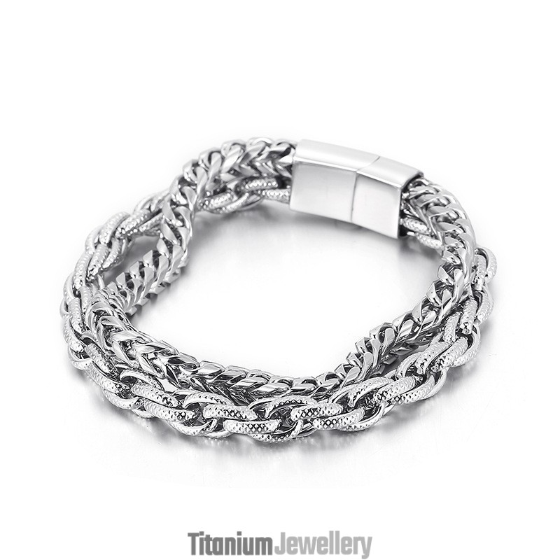 Fashion Vacuum Plating Double Layer Titanium Bracelet For Men Fashion Vacuum Plating Double Layer Titanium Bracelet For Men