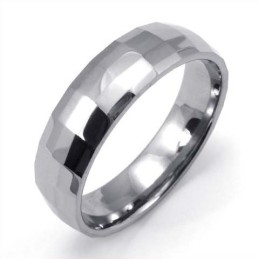Fashion Faceted Tungsten Ring