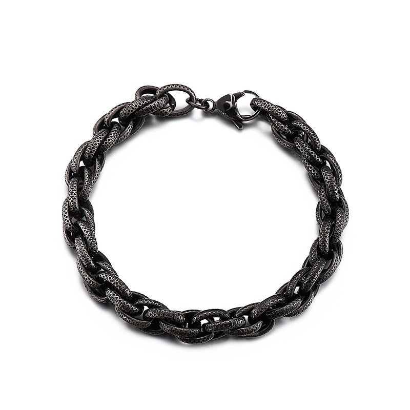 Retro Black Dot Pattern Hip-Hop Thick Twist Chain Titanium Bracelet For Men Retro Black Dot Pattern Hip-Hop Thick Twist Chain Titanium Bracelet For Men