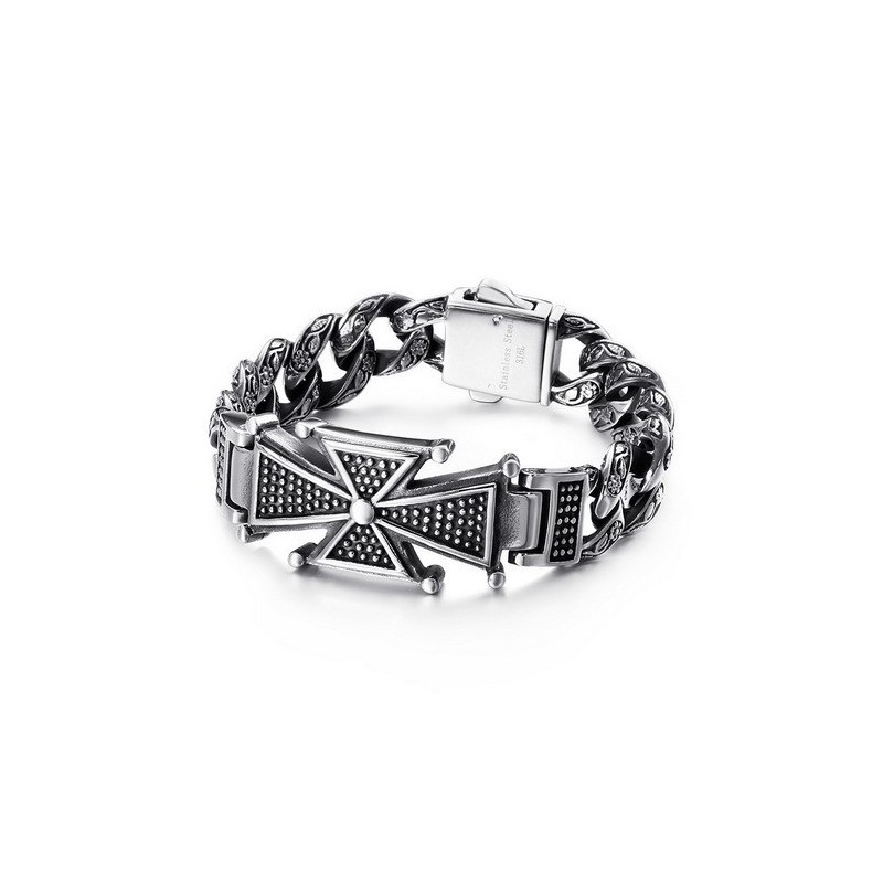 Cool Skull Cross With Zirconia Titanium Bracelet Cool Skull Cross With Zirconia Titanium Bracelet