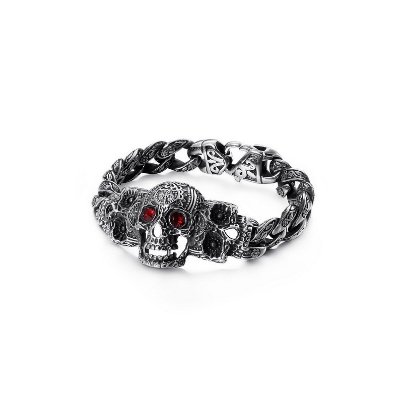 Cool Skull Cross With Zirconia Titanium Bracelet Cool Skull Cross With Zirconia Titanium Bracelet
