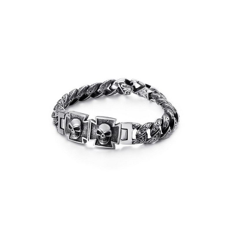 Cool Skull Cross With Zirconia Titanium Bracelet Cool Skull Cross With Zirconia Titanium Bracelet