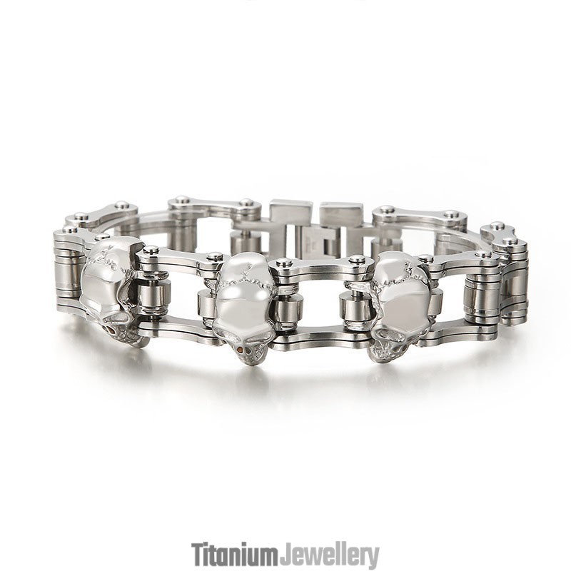 Cool Skull Cycling Men's Titanium Bracelet