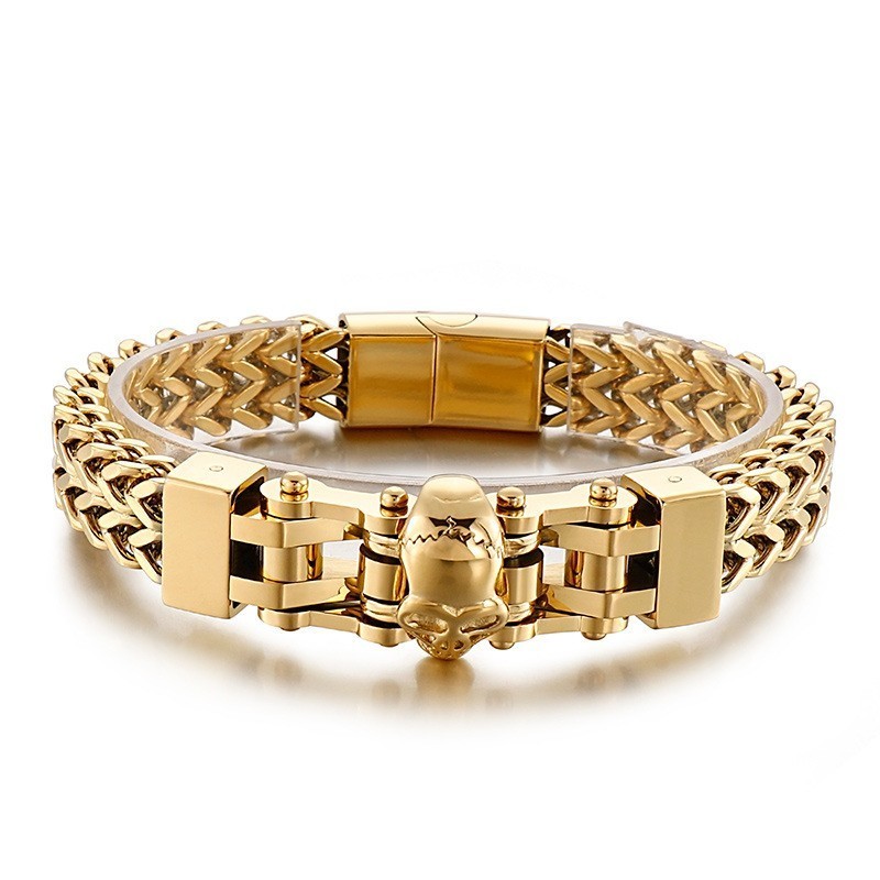 Cool Hip Hop Skull Men's Titanium Bracelet Cool Hip Hop Skull Men's Titanium Bracelet