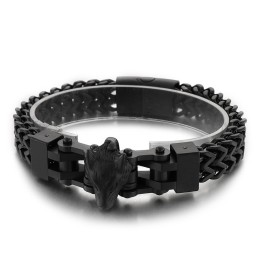 Fashion Cool Hip Hop Men's Titanium Bracelet With Wolf Head Plating