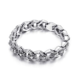 Retro Pop Cool Rock Hip Hop Style Flower Men's Titanium Bracelet