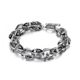 Rock Hip Hop Style Titanium Jewelry Cool Double Skull Men's Titanium Bracelet