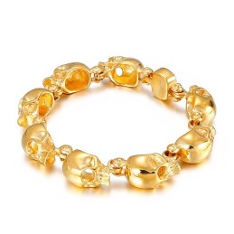 Chic Style Gold Skull Titanium Bracelet For Men