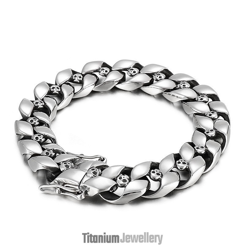 Fashion Hip Hop Men's Titanium Skull Bracelet