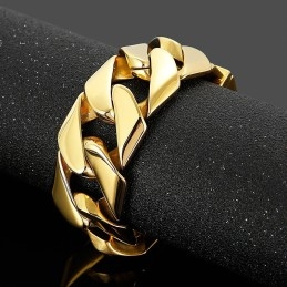 Fashion Gold 31Mm Wide Cool Titanium Hip Hop Bracelet