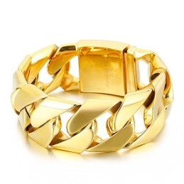 Fashion Gold 31Mm Wide Cool Titanium Hip Hop Bracelet