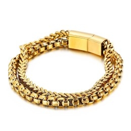 Square Double Layer Men's Titanium Bracelet