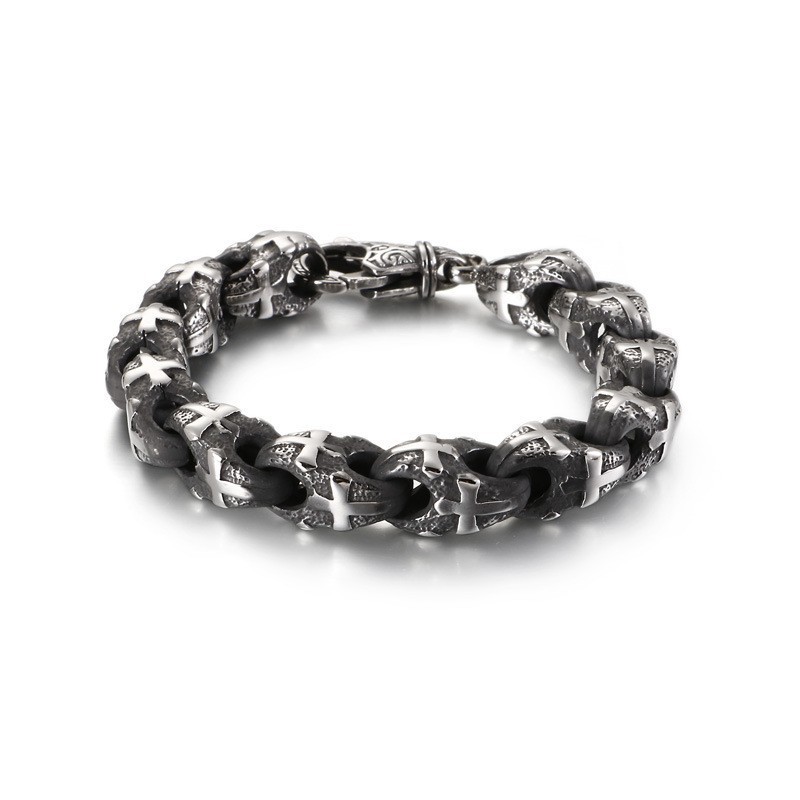 Vintage Biker Chain Rock Style Bicycle Chain Titanium Bracelet