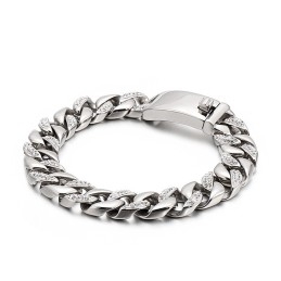 Hip Hop Hip Hop Style Jewelry 18K Gold Men's Titanium Bracelet With Diamonds