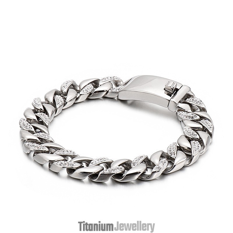 Hip Hop Hip Hop Style Jewelry 18K Gold Men's Titanium Bracelet With Diamonds Hip Hop Hip Hop Style Jewelry 18K Gold Men's Titanium Bracelet With Diamonds