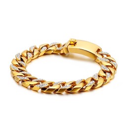 Hip Hop Hip Hop Style Jewelry 19K Gold Men's Titanium Bracelet With Diamonds