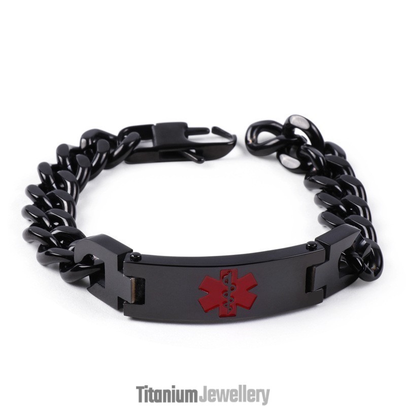 Red Medical Logo Men's Bracelet Titanium Jewelry Red Medical Logo Men's Bracelet Titanium Jewelry