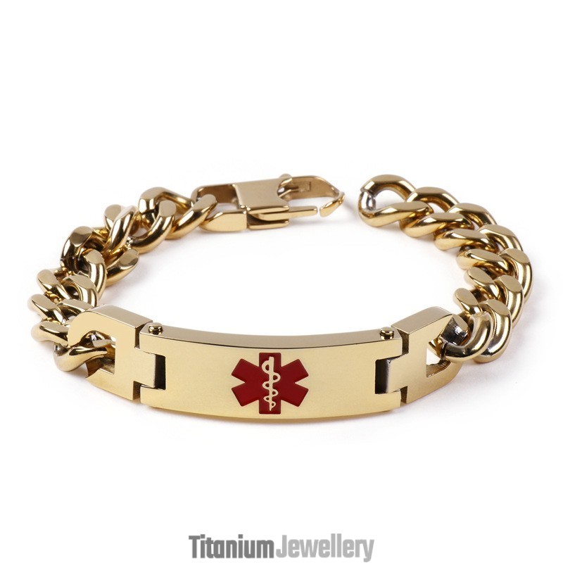 Edition Fashion Curved Brand Red Medical Logo Men's Bracelet Titanium Jewelry Edition Fashion Curved Brand Red Medical Logo Men's Bracelet Titanium Jewelry