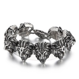 Alternative Wild Animal Lion Head Titanium Bracelet