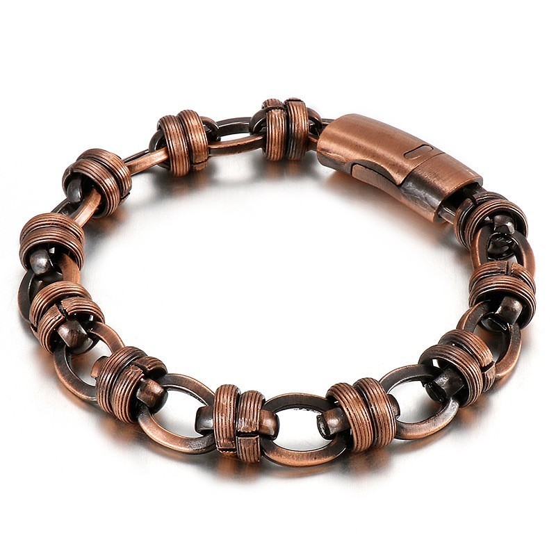 Vintage Bronze Oval Titanium Men's Bracelet