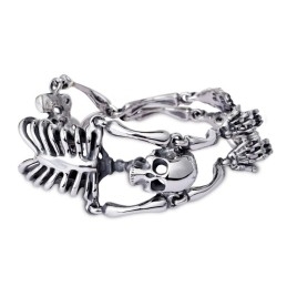 Vintage Exaggerated Skull And Bones Titanium Bracelet For Men