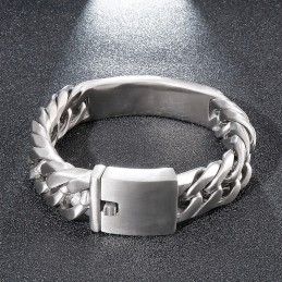 Chic Gothic Rock Style Sand Face Bent Brand Men's Titanium Bracelet
