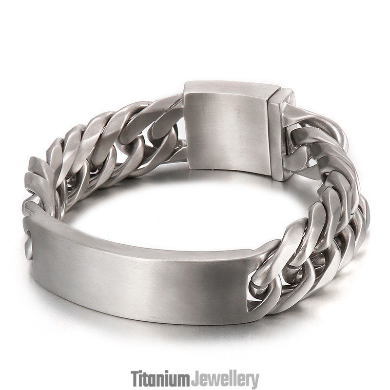 Chic Gothic Rock Style Sand Face Bent Brand Men's Titanium Bracelet