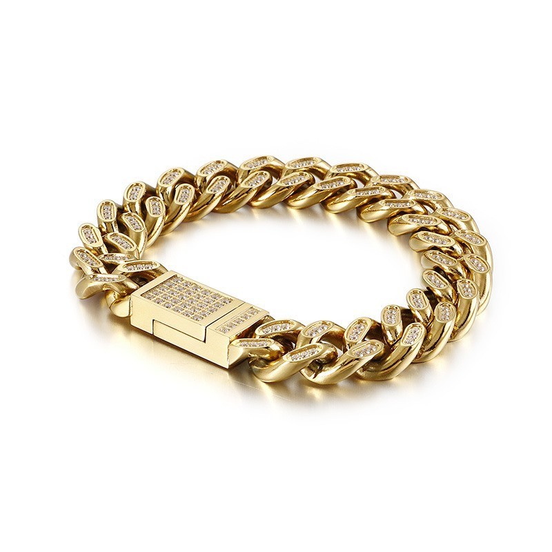 Titanium Men's Hip-Hop Bracelets With Diamonds