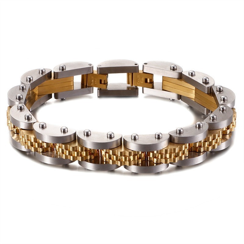 Titanium Bicycle Chain Men's Bracelet With Strap Titanium Bicycle Chain Men's Bracelet With Strap