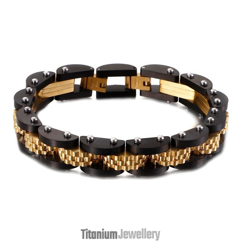 Titanium Bicycle Chain Men's Bracelet With Strap Titanium Bicycle Chain Men's Bracelet With Strap