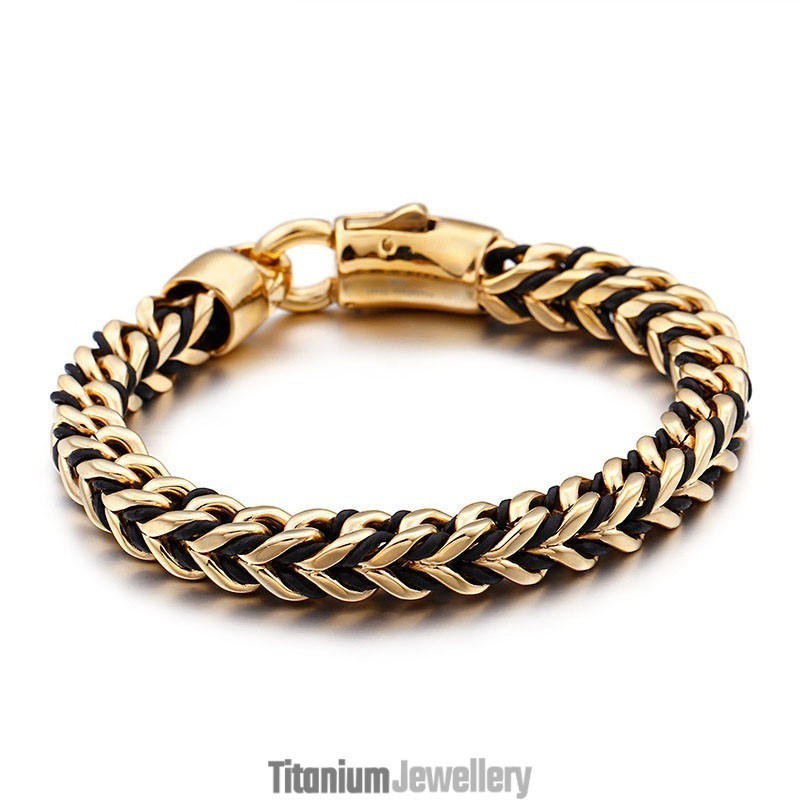 New Wave Retro Leather Braided Rope Titanium Bracelet New Wave Retro Leather Braided Rope Titanium Bracelet