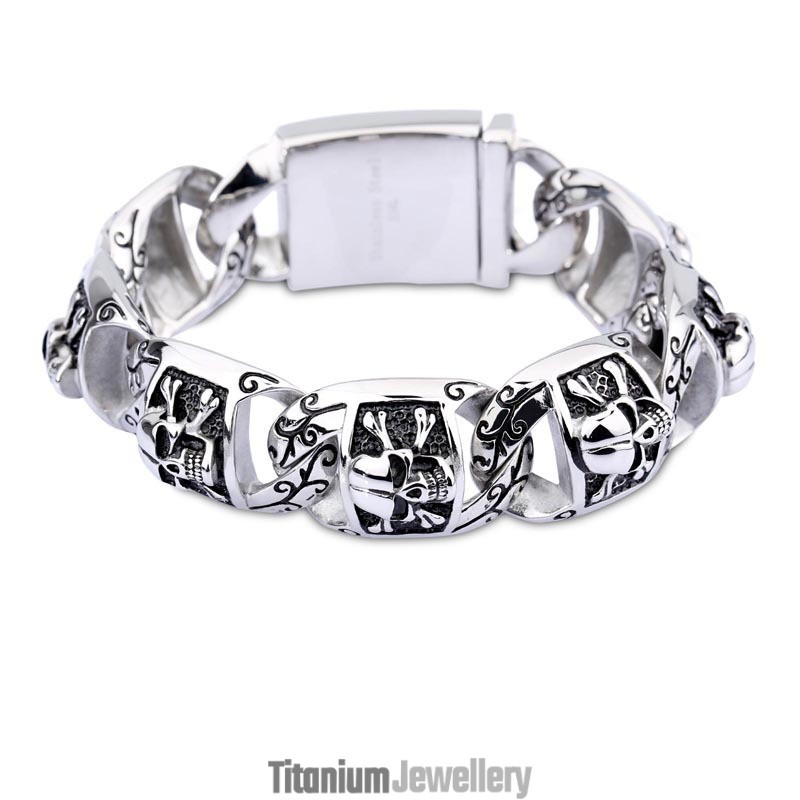 Hip-Hop Chic Style Bracelets Men's Titanium Bracelets Thick Section Skull Jewelry Hip-Hop Chic Style Bracelets Men's Titanium Bracelets Thick Section Skull Jewelry