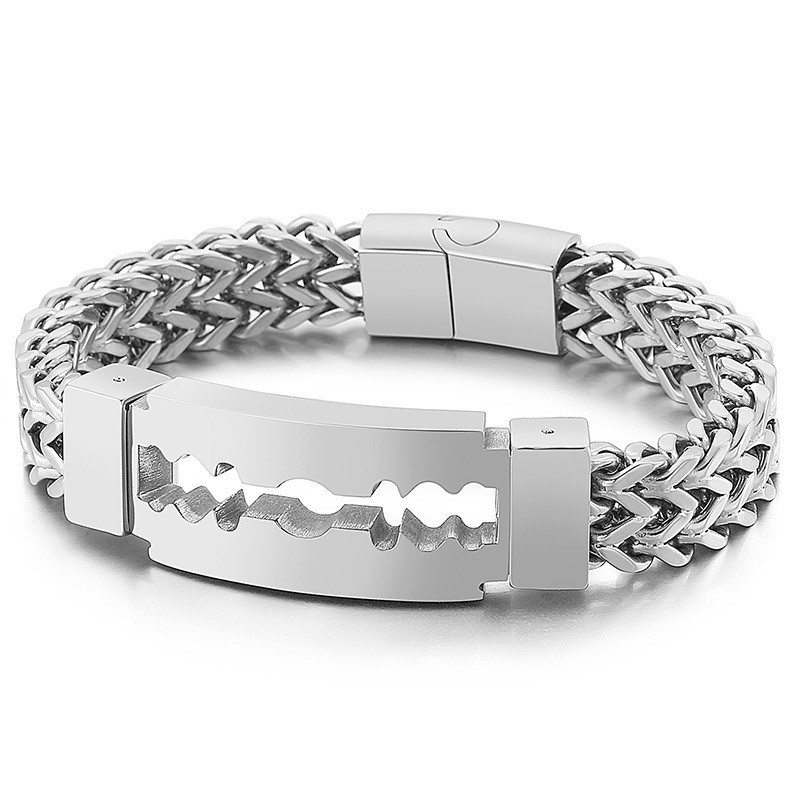 Blade Curved Brand Vacuum Plating Titanium Bracelet For Men
