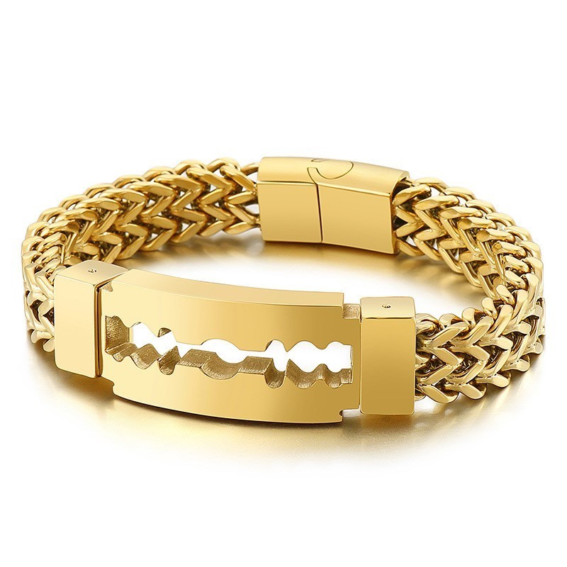 Blade Bend Vacuum Plated Titanium Bracelet For Men