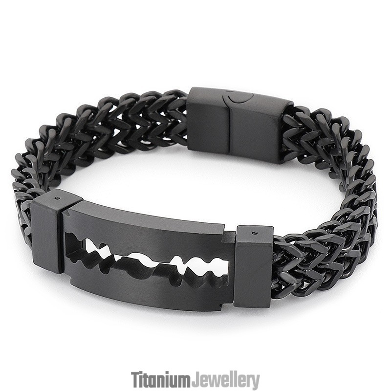 Blade Curved Brand Vacuum Plating Titanium Bracelet For Men