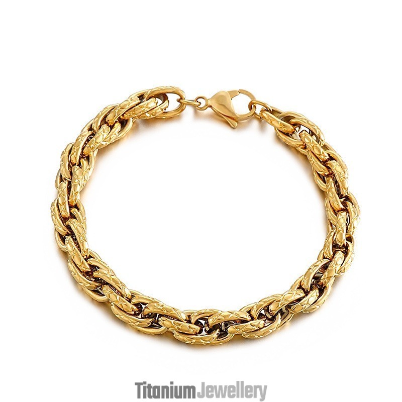 Hip-Hop Style Snake Pattern Twist Titanium Bracelet For Men Hip-Hop Style Snake Pattern Twist Titanium Bracelet For Men